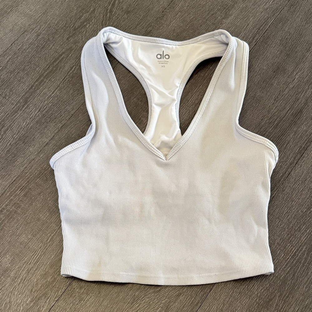 ALO Yoga Alo Goddess Ribbed Cropped Raceback Tank